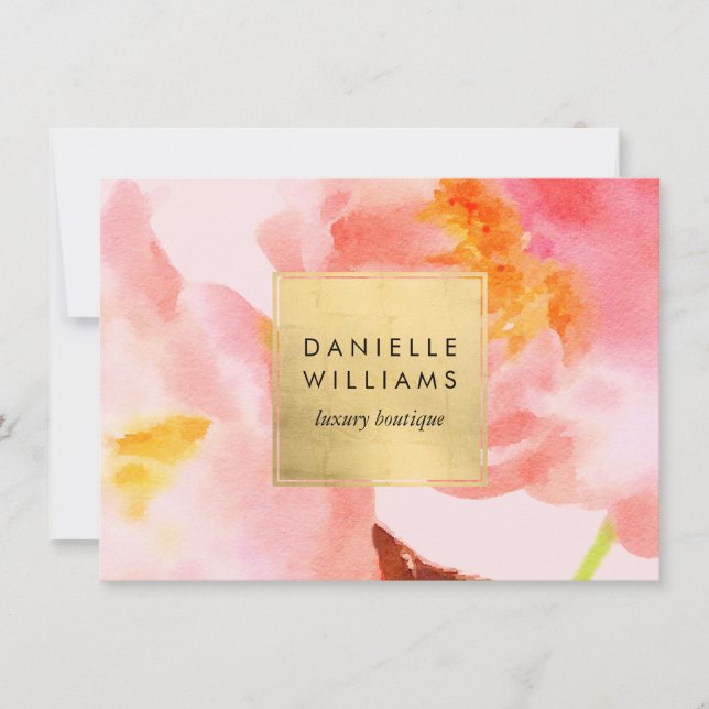 Carte Luxe Watercolor Rose Florals II Certificat cadeau (Devant)