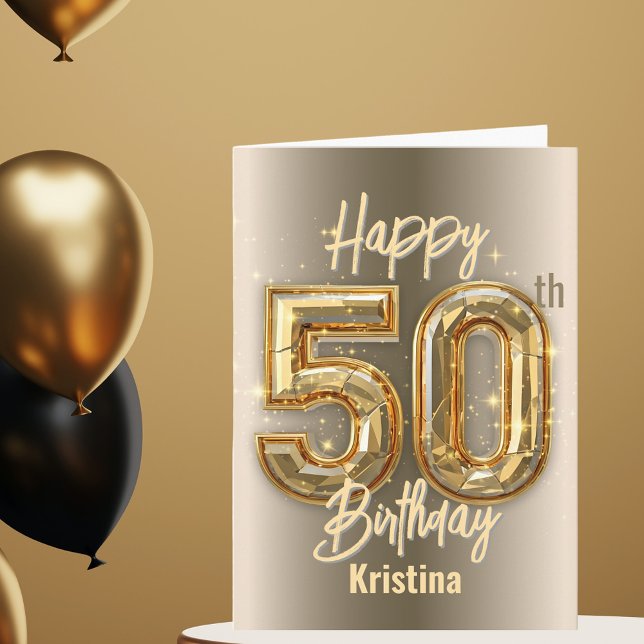 Carte Luxueux Glam Gold et Diamond 50e anniversaire (Créateur téléchargé)