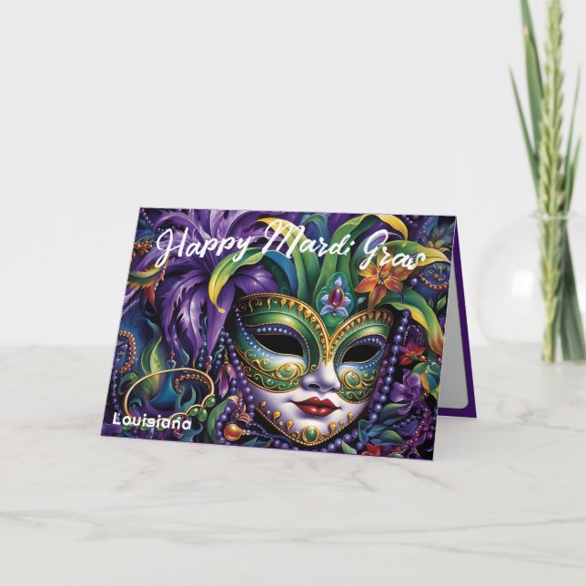 Carte 💚 💜 💛 Luxueux Mardi Gras (Devant)