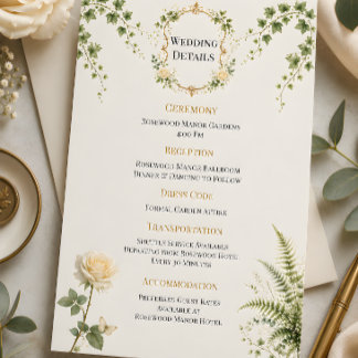 Carte Luxury Secret Garden Wedding Details Card
