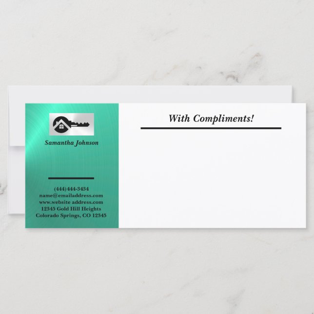 Carte Luxury Turquoise Black Key With Compliments Slip (Devant)