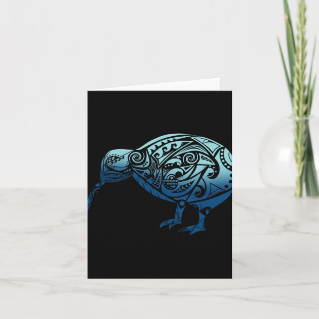 Carte Lynesia Maori Kiwi Bird Ocean Blue New Zealand  (Devant)