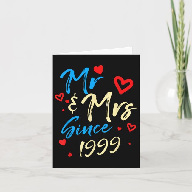 Carte M. &amp ; Mme depuis 1999 Couples 23e Mariage Anni (Devant)