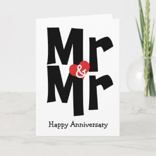 Carte M. et M. Gay Mariage Black White Anniversaire