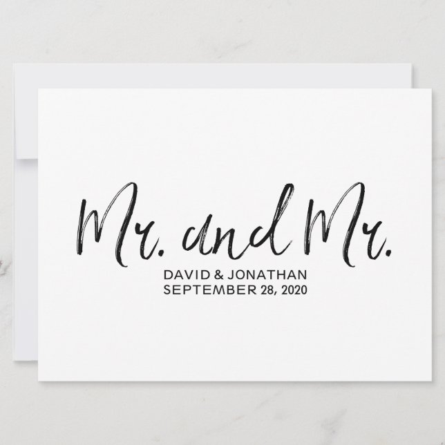 Carte "M. et M." SIGNE Mariage Gay | Stylish Lettré (Devant)
