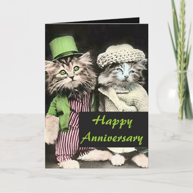 Carte M. et Mme Cat Anniversary Card (Devant)
