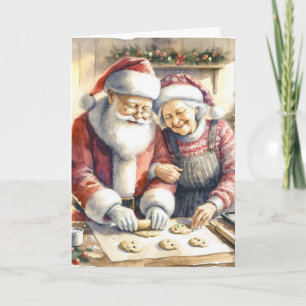 Carte M. et Mme Claus Baking Cookies Custom Christmas