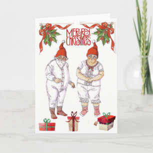 Carte M. et Mme Santa Claus 🤶 Poupées en papier avec vê