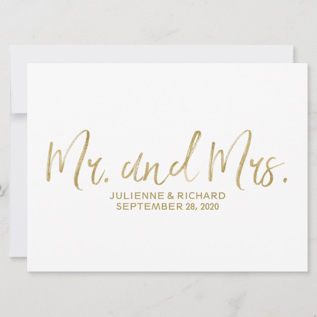 Carte "M. et Mme." SIGNE MARIAGE | Or élégant (Devant)