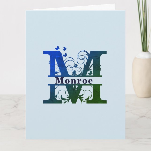 Carte 'M' Fancy Split Monogramme personnalisable (Devant)