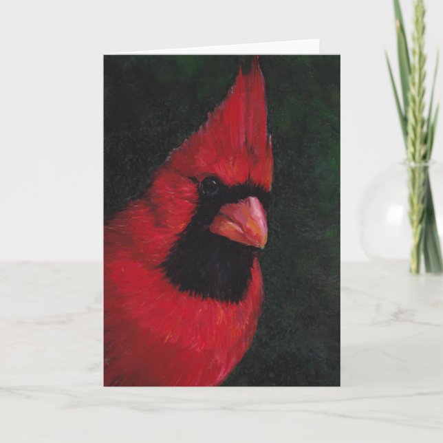 Carte M. Red Cardinal Bird Art Greeting Card (Devant)