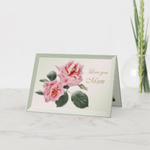 Carte Ma mère avec des roses roses