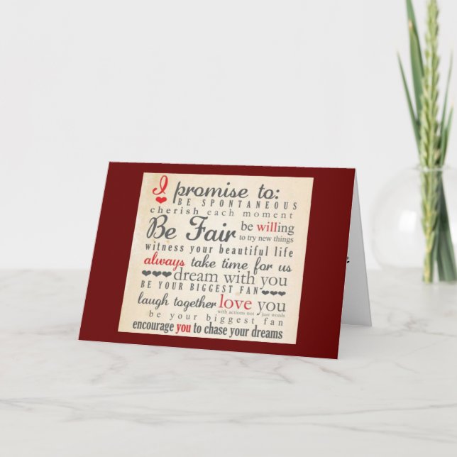 CARTE MA PROMESSE DE *VRAI* AIMER LE JOUR DU MARIAGE (Devant)
