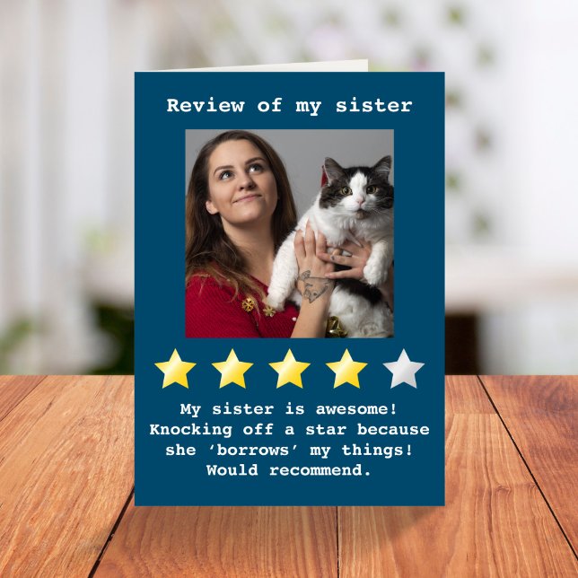Carte Ma soeur amusante critique photo d'anniversaire Ca (Créateur téléchargé)