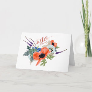 Carte Ma Soeur Mon Ami Fleurs D'Aquarelle