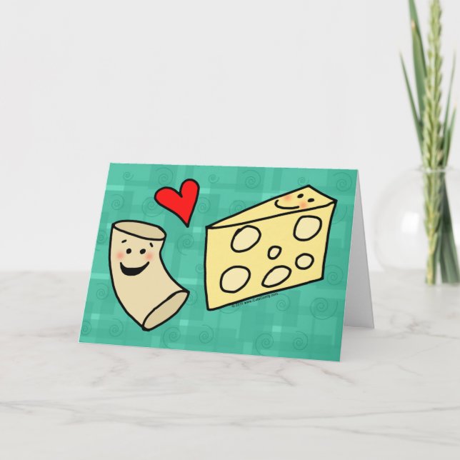 Carte Mac aime Fromage, Funny Cute Macaroni + Fromage (Devant)