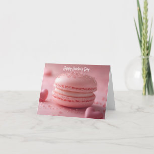 Carte Macaron rose avec coeur Salutation de Saint-Valent