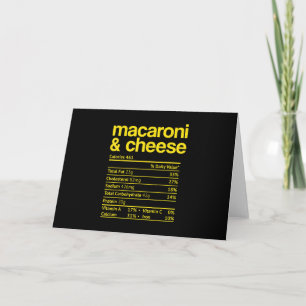 Carte Macaroni et fromage Valeur nutritive Thanksgiving