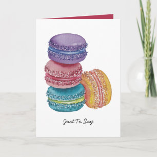 Carte Macarons arc-en-ciel mignons en aquarelle