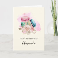 Macarons colorés et fleurs Aquarelle Anniversaire