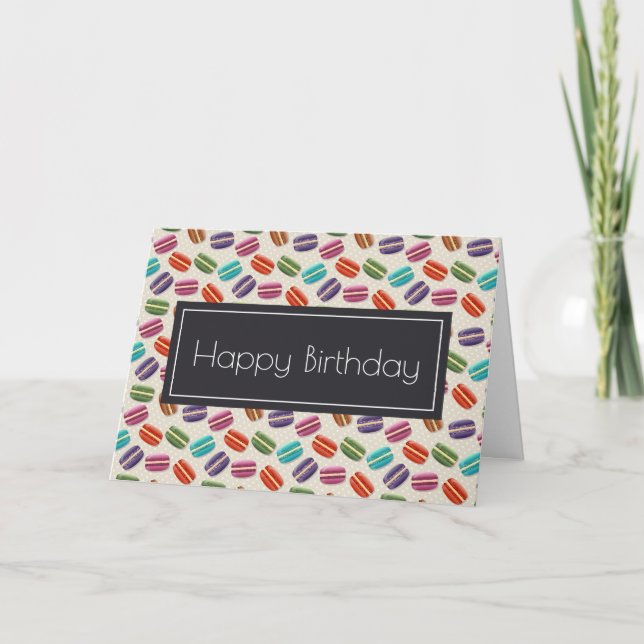 Carte Macarons colorés mignons Motif Joyeux anniversaire (Devant)