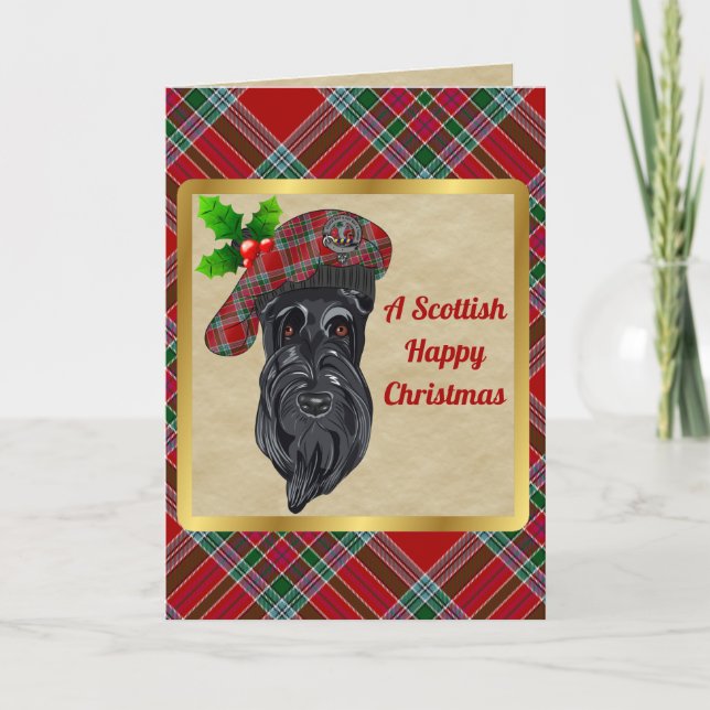 Carte MacBain Badge & Tartan Noël personnalisé (Devant)