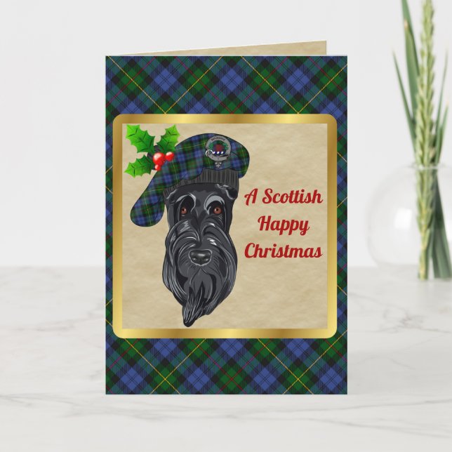 Carte MacEwen/MacEwan Badge & Tartan Personnalisé Noël (Devant)