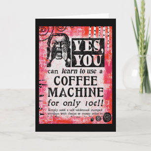 Carte Machine à café - Funny Vintage Ad