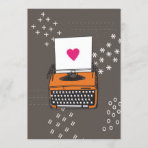 Carte machine à écrire vintage - Coeur