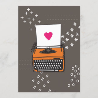 Carte machine à écrire vintage - Coeur