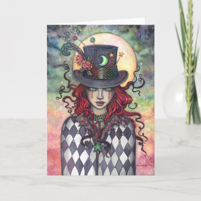 Carte Mad Hatter Girl Mysterious Imaginaire Art (Devant)