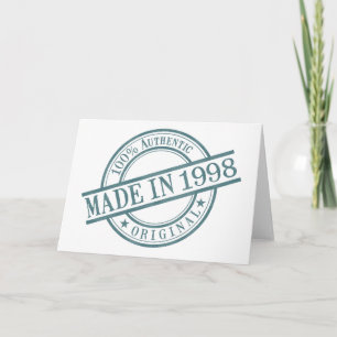 Carte Made in 1998 Logo de Round Rubber Stamp Birth Year