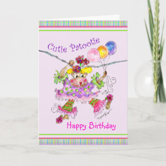 Carte Madeleine the Circus Monkey Birthday Card