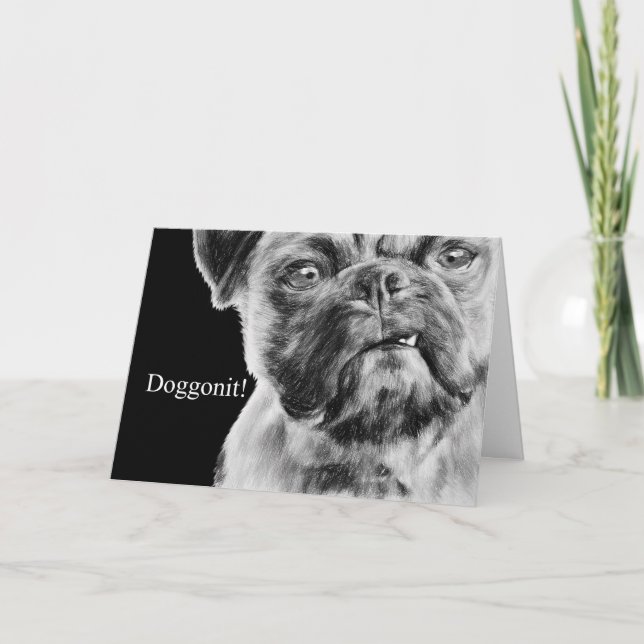 Carte Mademoiselle Te Grumpy Smug Carlin Chien (Devant)