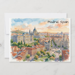 Carte Madrid Espagne Peinture à l'aquarelle Architecture