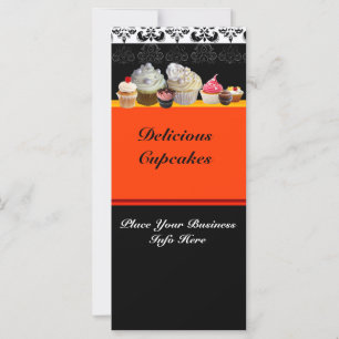 Carte MAGASIN DE CUPCAKES DÉLICIEUX,Orange Jaune Noir