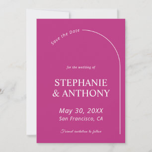 Carte Magenta Minimaliste Moderne avec Mariage à Arche  