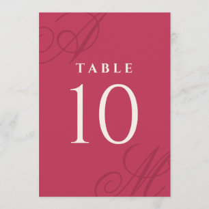 Carte Magenta Rose Simple Élégant Monogramme Numéros de