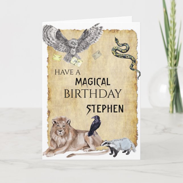 Carte Magic Wizard Witch School Owl Anniversaire (Devant)