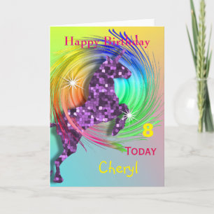 Carte Magical Rainbow Unicorn Thème Joyeux Anniversaire