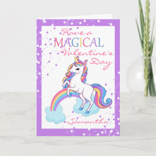Carte Magical Unicorn violet Saint Valentin