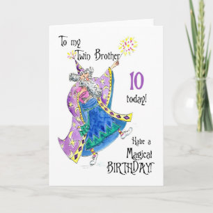 Carte Magician Fun 10th Birthday Card for a Twin Brother