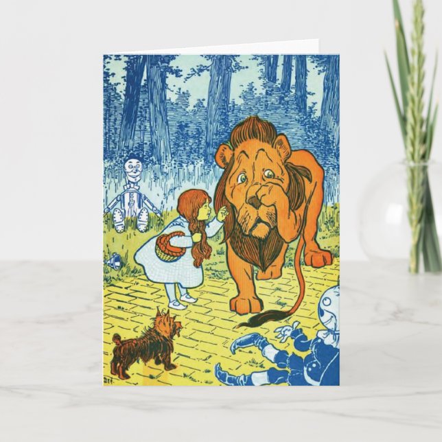 Carte Magicien d'Oz Dorothy et le lion lâche (Devant)
