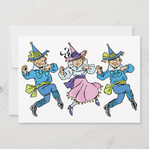 Carte Magicien vintage d'Oz, mignonne Munchkins Dansant 