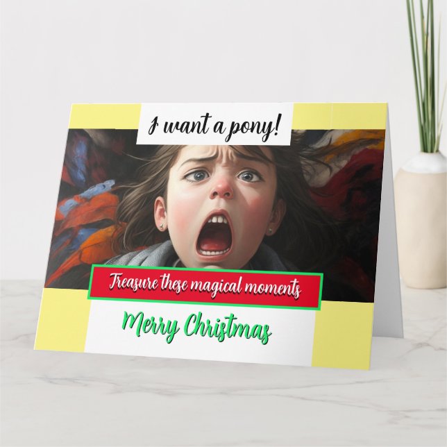 Carte Magie de Noël Je VEUX UN PONY ! (Devant)