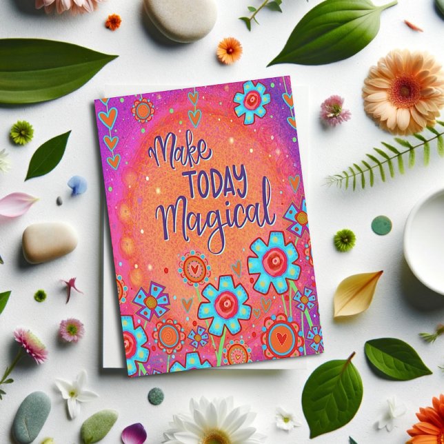 Carte Magique Anniversaire tendance Floral Moderne Femin (Créateur téléchargé)