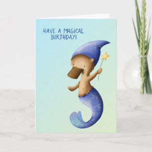 Carte Magique bleu Platypus Mermaid assistant anniversai