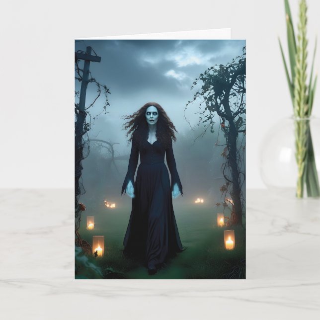 Carte Magique, sorcière effrayante "Joyeux Halloween !"  (Devant)
