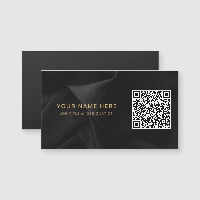 Carte Magnet Black & Gold avec QR personnalisé et  (Devant / Derrière)