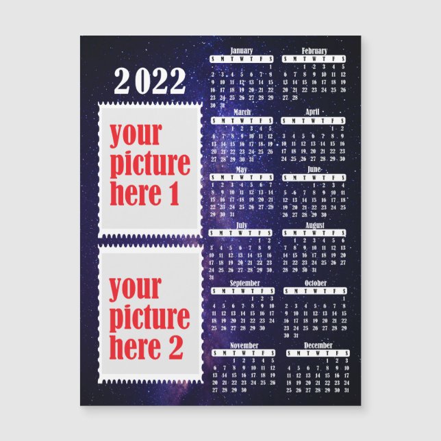 Carte Magnétique 2022 Photo Calendrier personnalisé Aimant frigo (Devant)